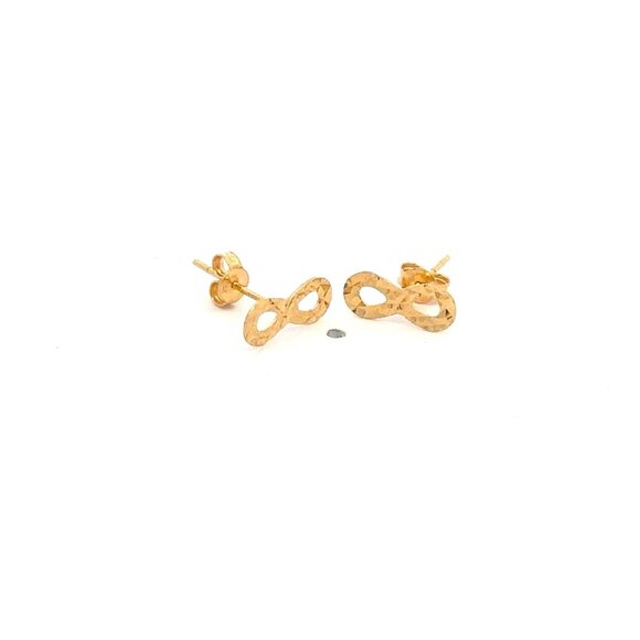 18K Gold Earrings Stud Infinity Very Tiny 0.44 grams - Picture 1 of 9